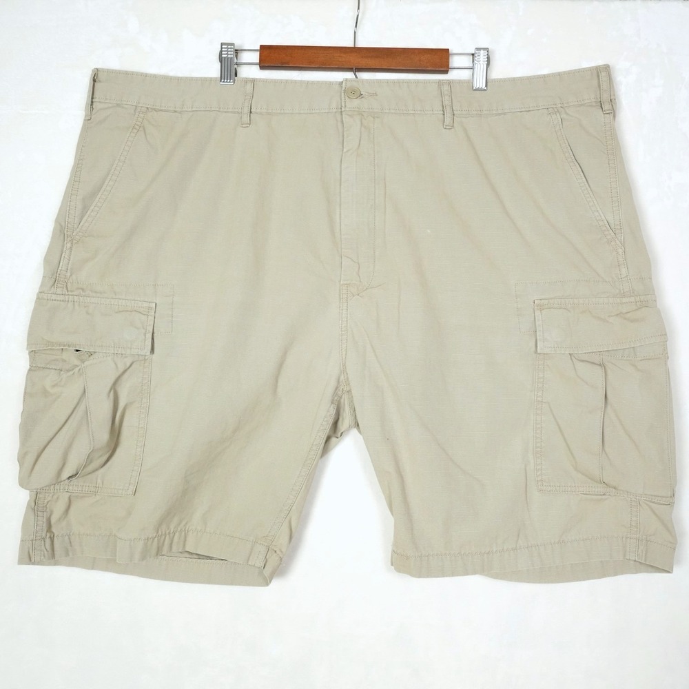 Levis Mens Khaki‎ Tan Ripstop Cargo Shorts Size 48 Big and Tall Cotton Utility